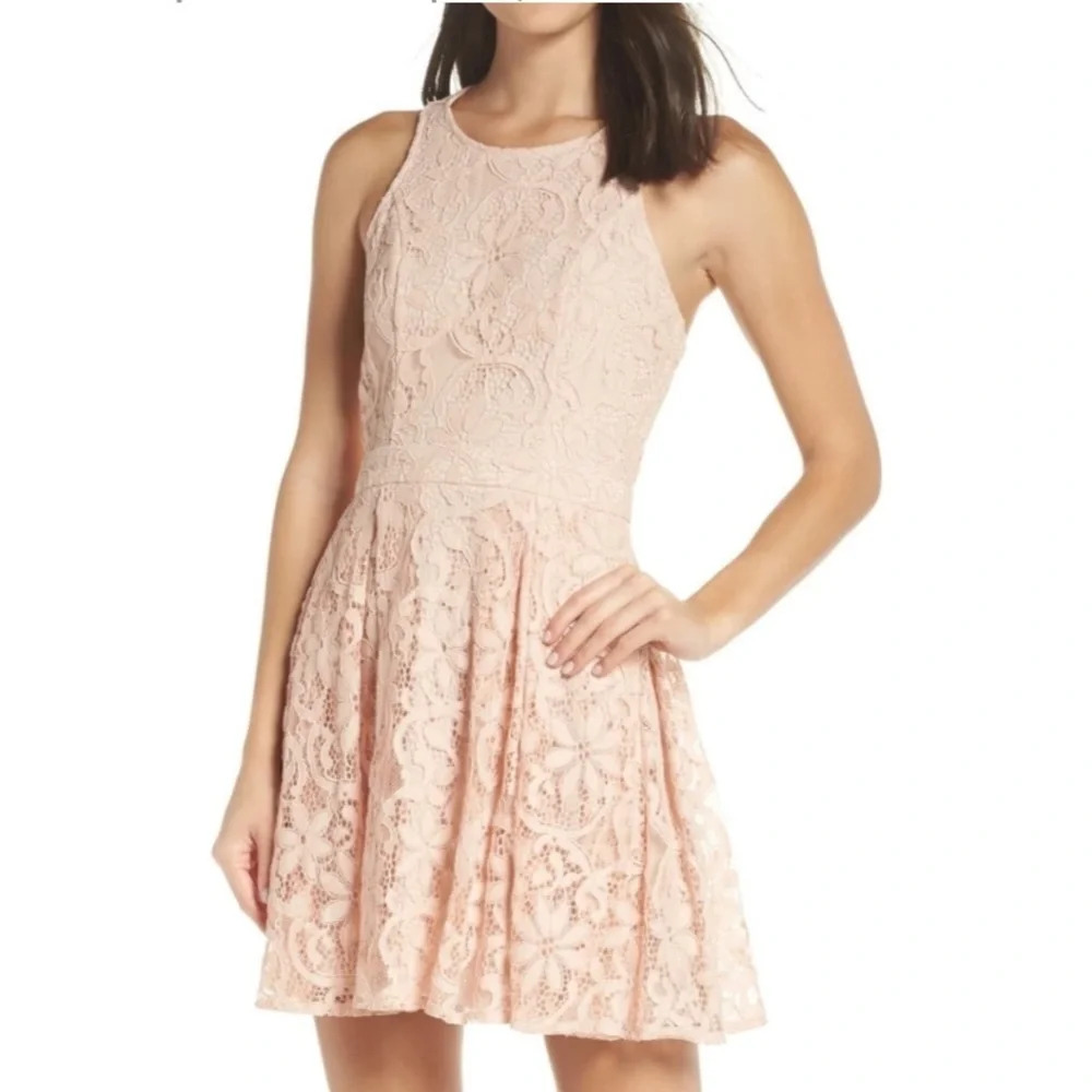 Lulu's Blush Pink Racer Back Lace Dress Size XS